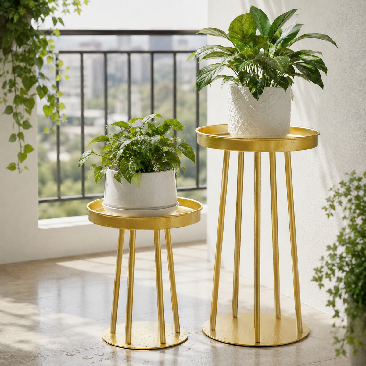 Gold Metal Plant Stand Set of 4