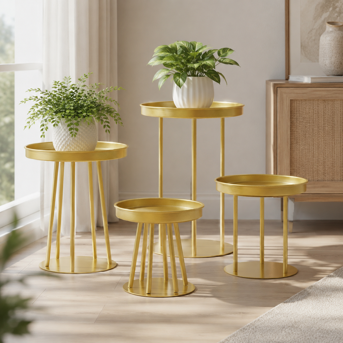 Gold Metal Plant Stand Set of 4