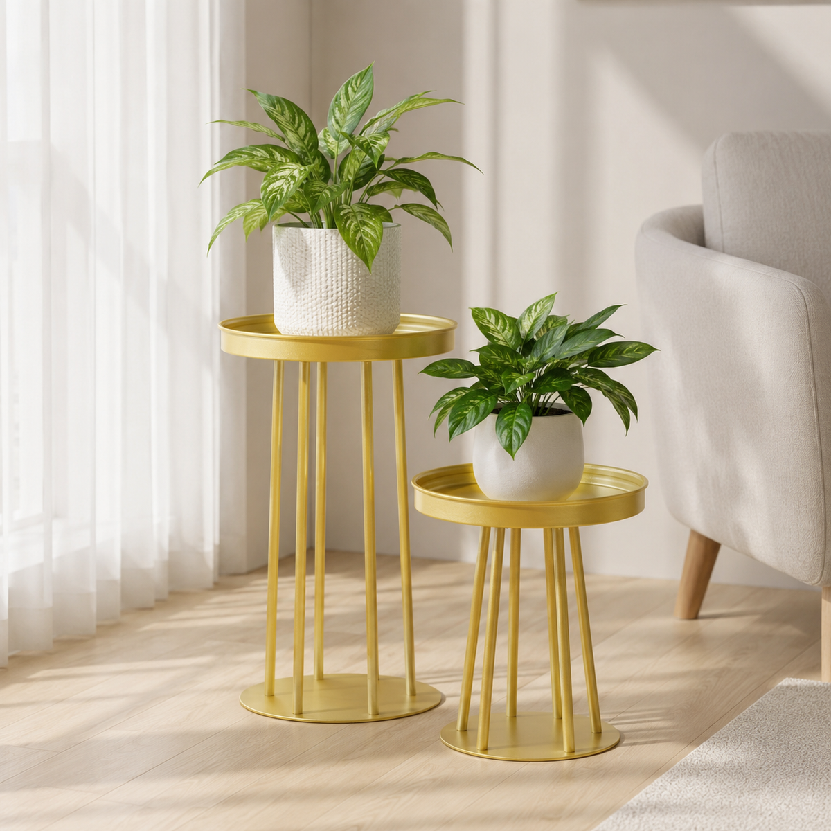 Gold Metal Plant Stand Set of 4