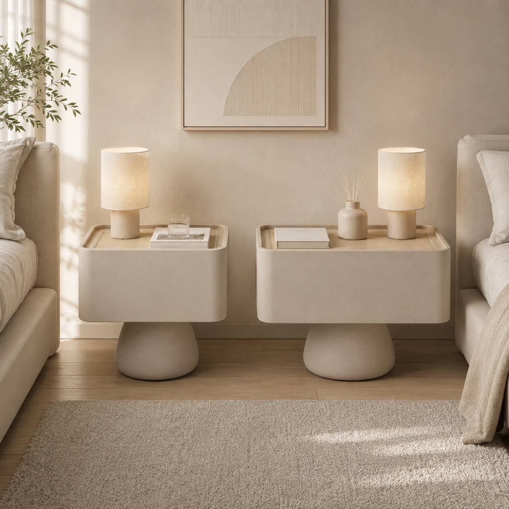 Upholstered Pedestal Nightstand