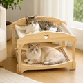 2-Tier Wooden Cat Hammock Bunk Bed