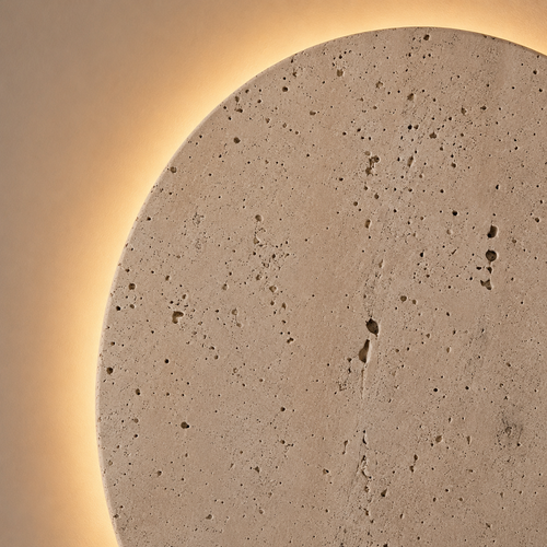 Backlit Travertine Disc Wall Sconce
