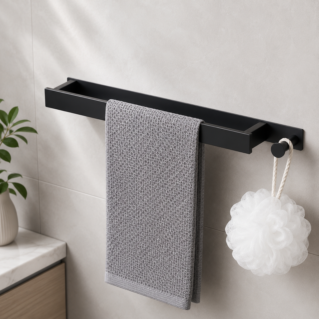 Self-Adhesive Towel Bar with Hook