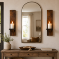 Rustic Wood Pillar Candle Wall Sconces, Set of 2