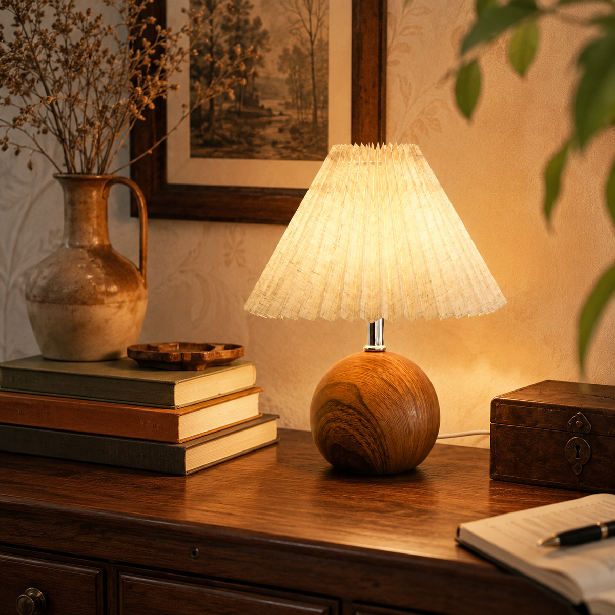 Vintage Pleated Table Lamp