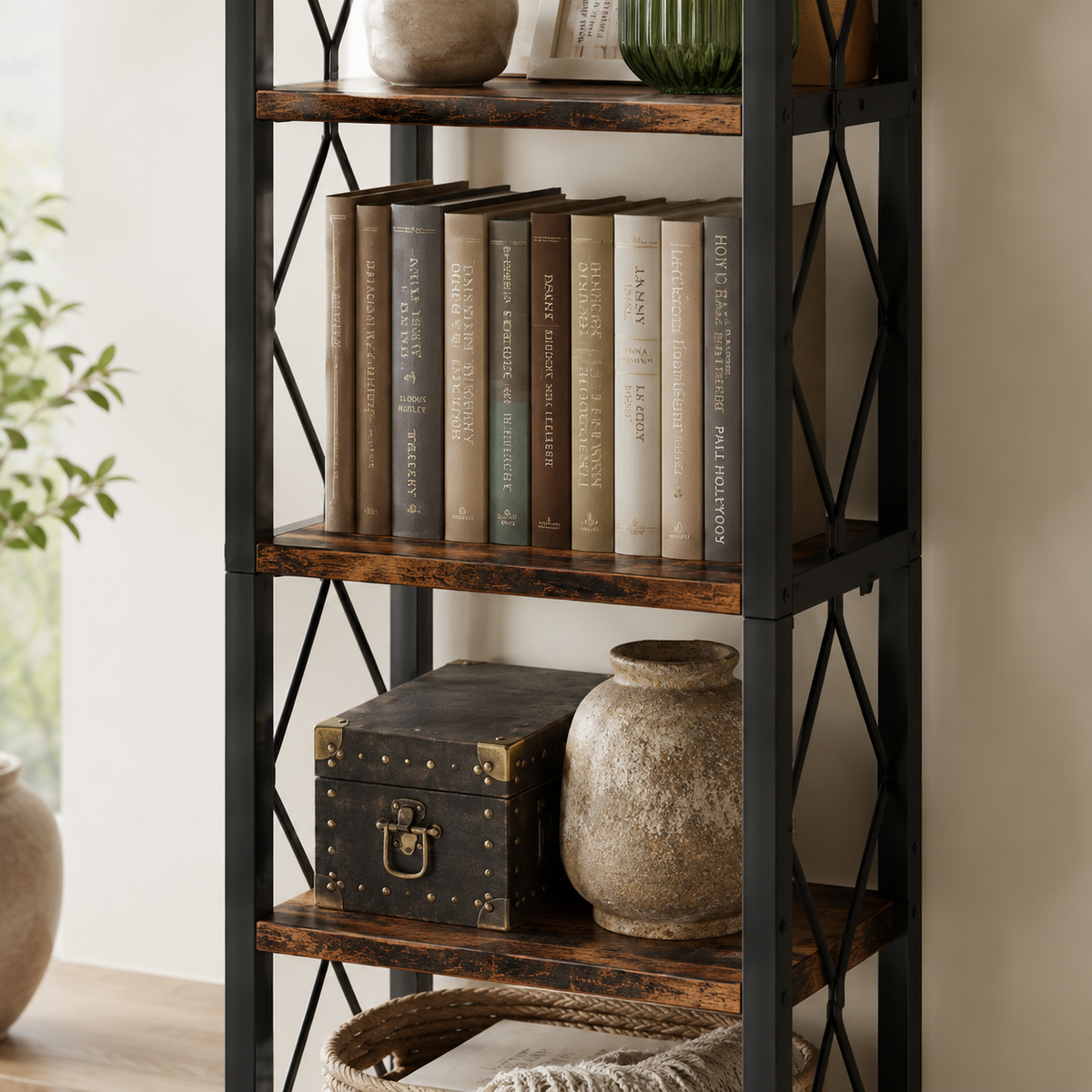 7-Tier Tall Narrow Bookshelf