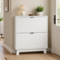Fluted Shoe Cabinet with Flip Drawers