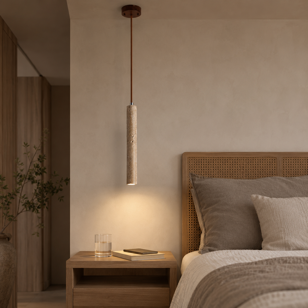 Travertine Cylinder Pendant Light