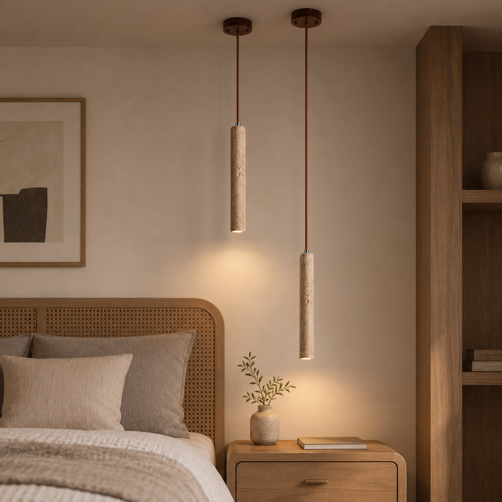 Travertine Cylinder Pendant Light