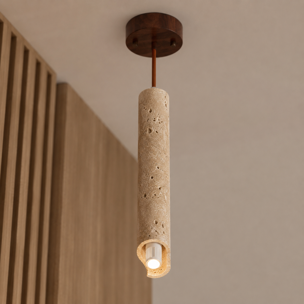 Travertine Cylinder Pendant Light