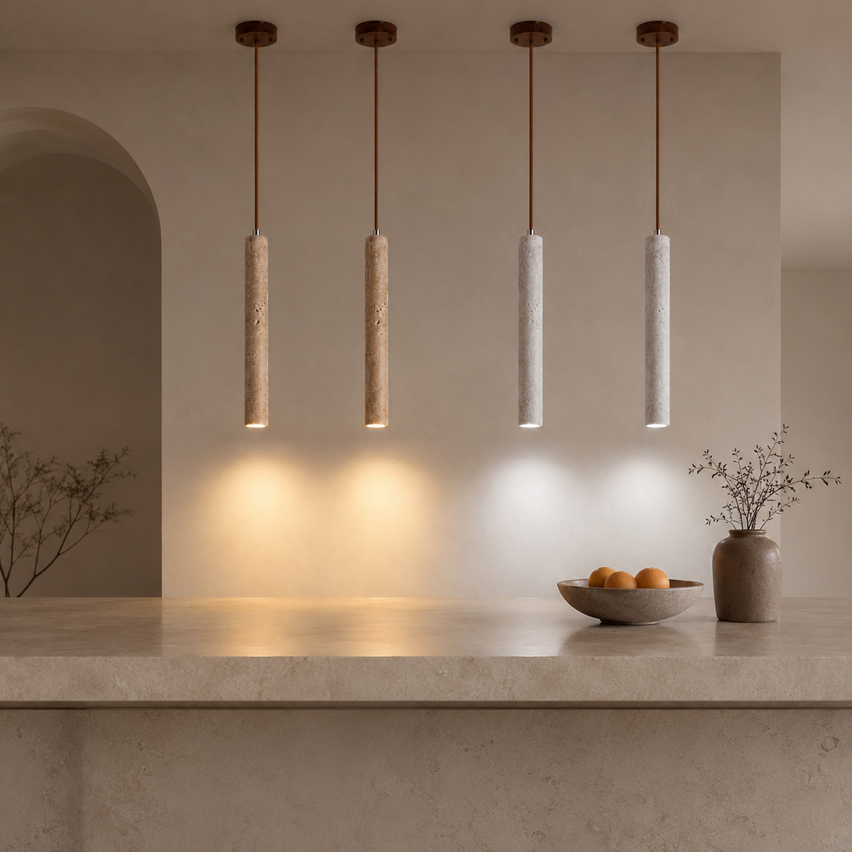 Travertine Cylinder Pendant Light