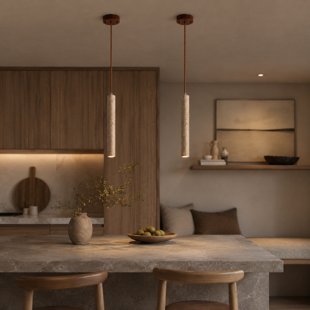 Travertine Cylinder Pendant Light