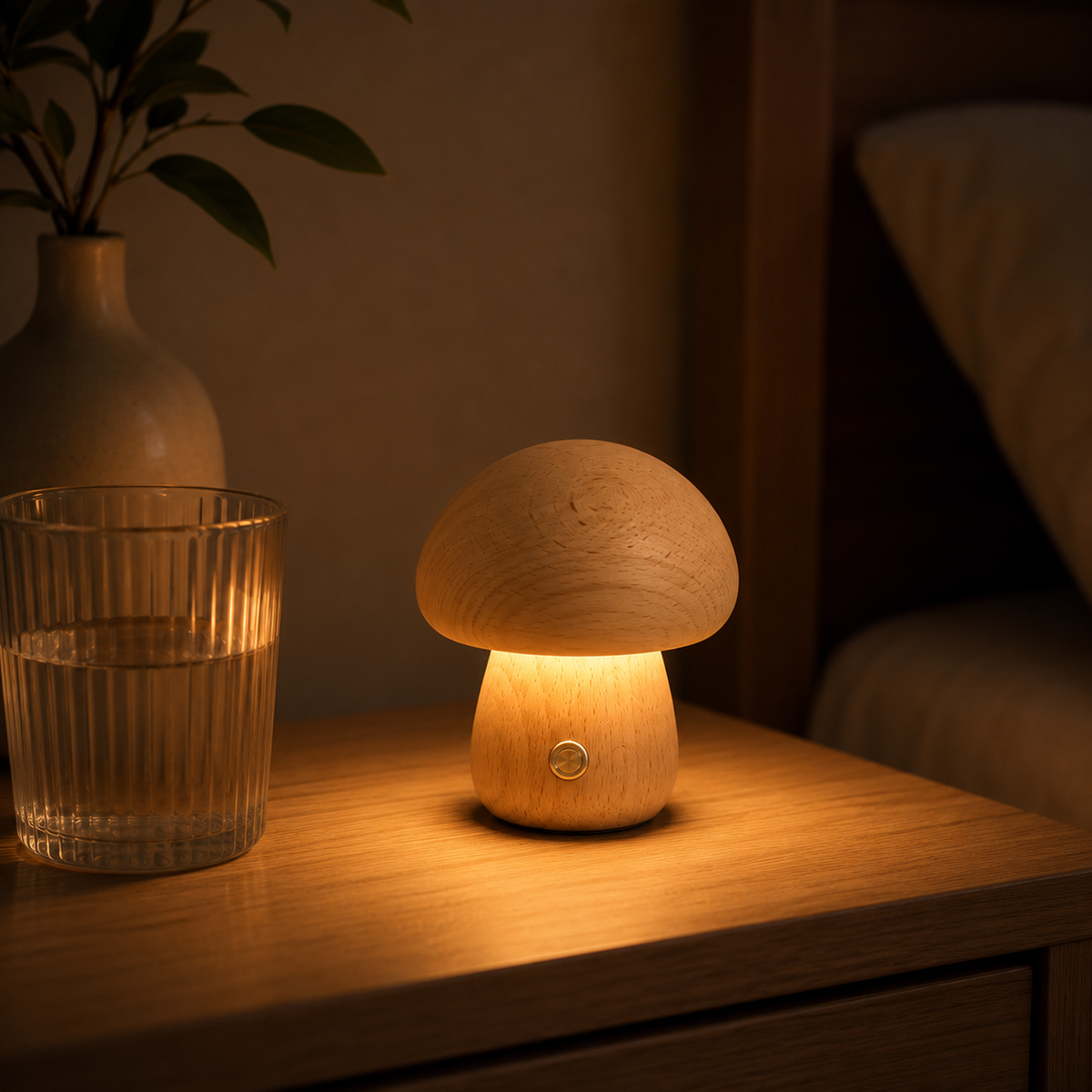 Rechargeable Wooden Mushroom Night Light
