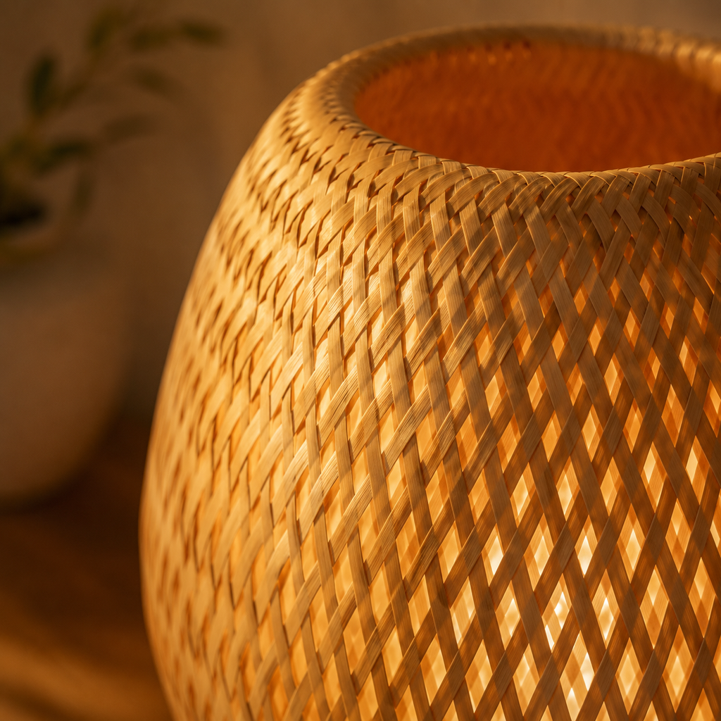 Hand-Woven Rattan Table Lamp