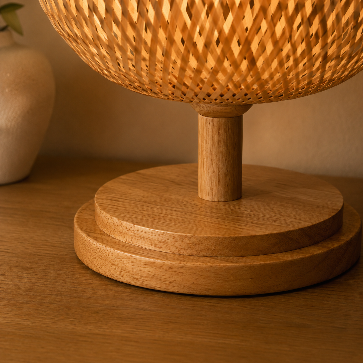 Hand-Woven Rattan Table Lamp