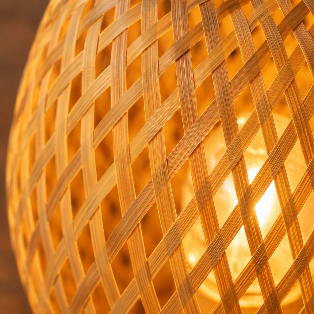 Woven Bamboo Orb Table Lamp