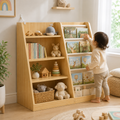 Kids Pine Bookshelf with Sling Book Rack