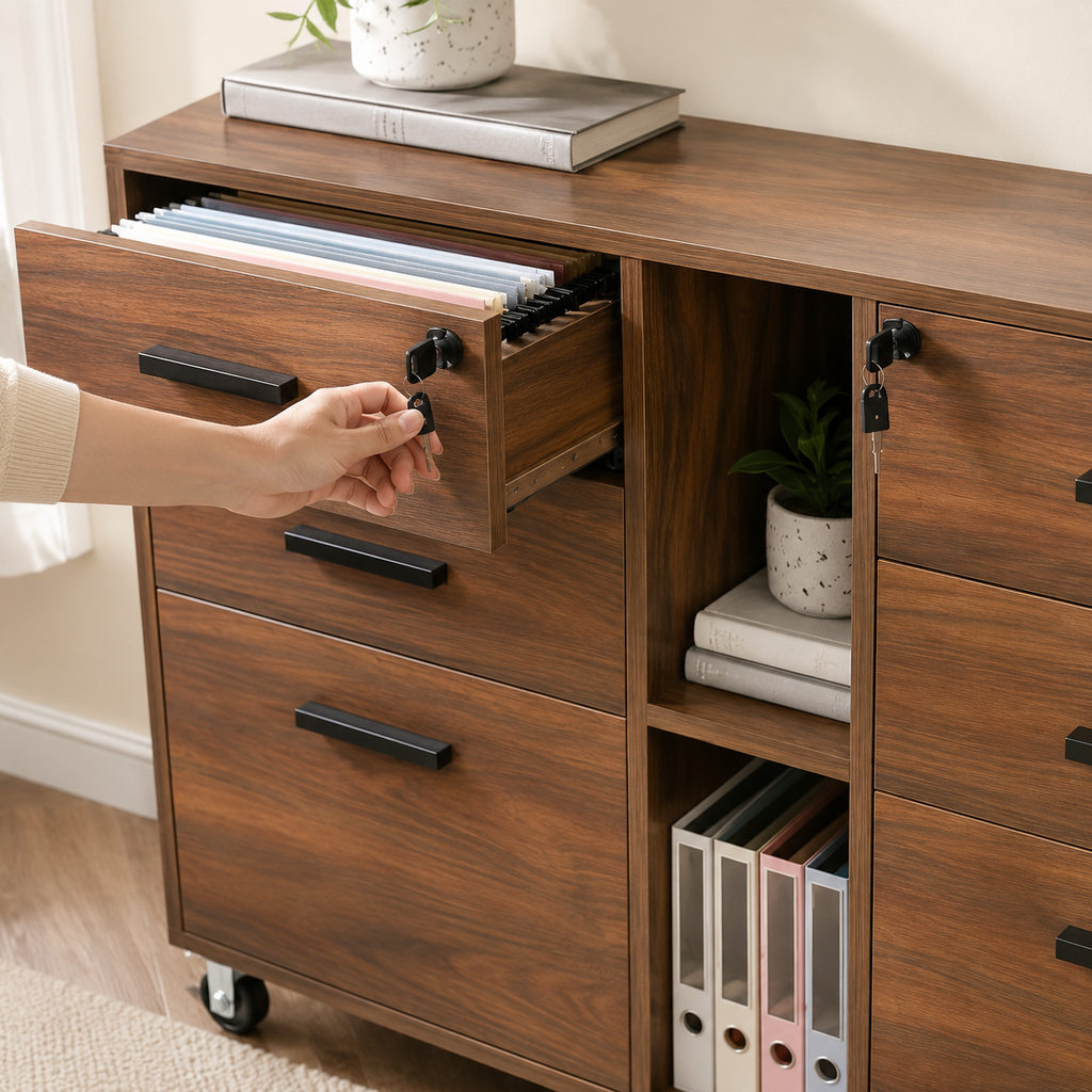 Lockable 6-Drawer Rolling File Cabinet