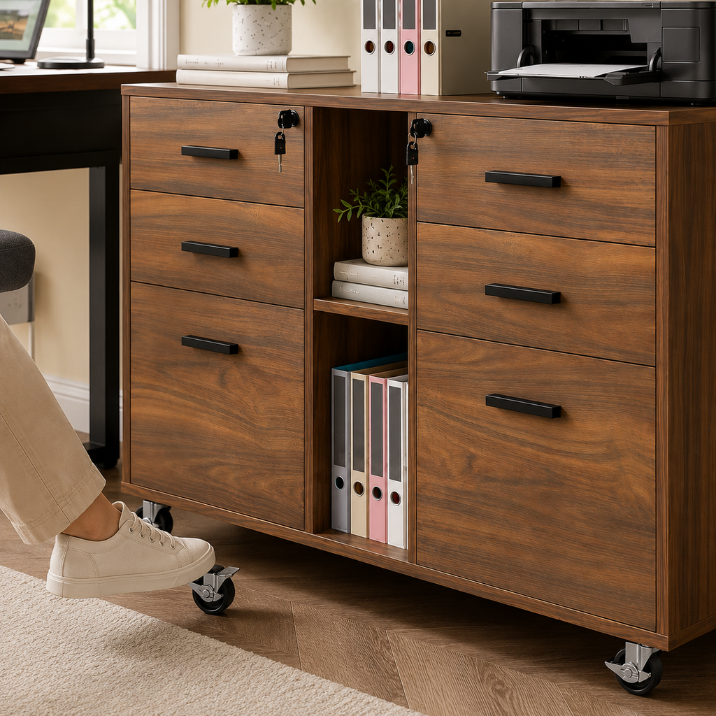 Lockable 6-Drawer Rolling File Cabinet