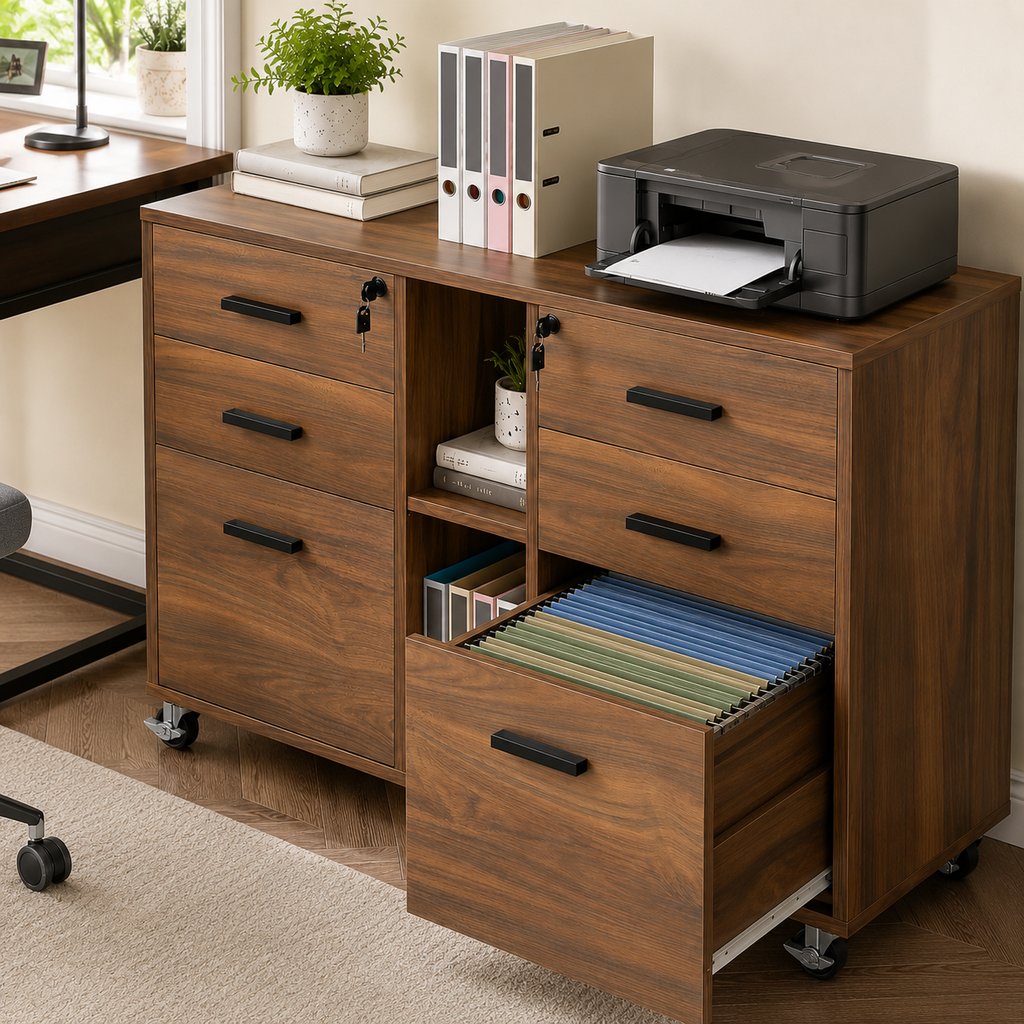 Lockable 6-Drawer Rolling File Cabinet