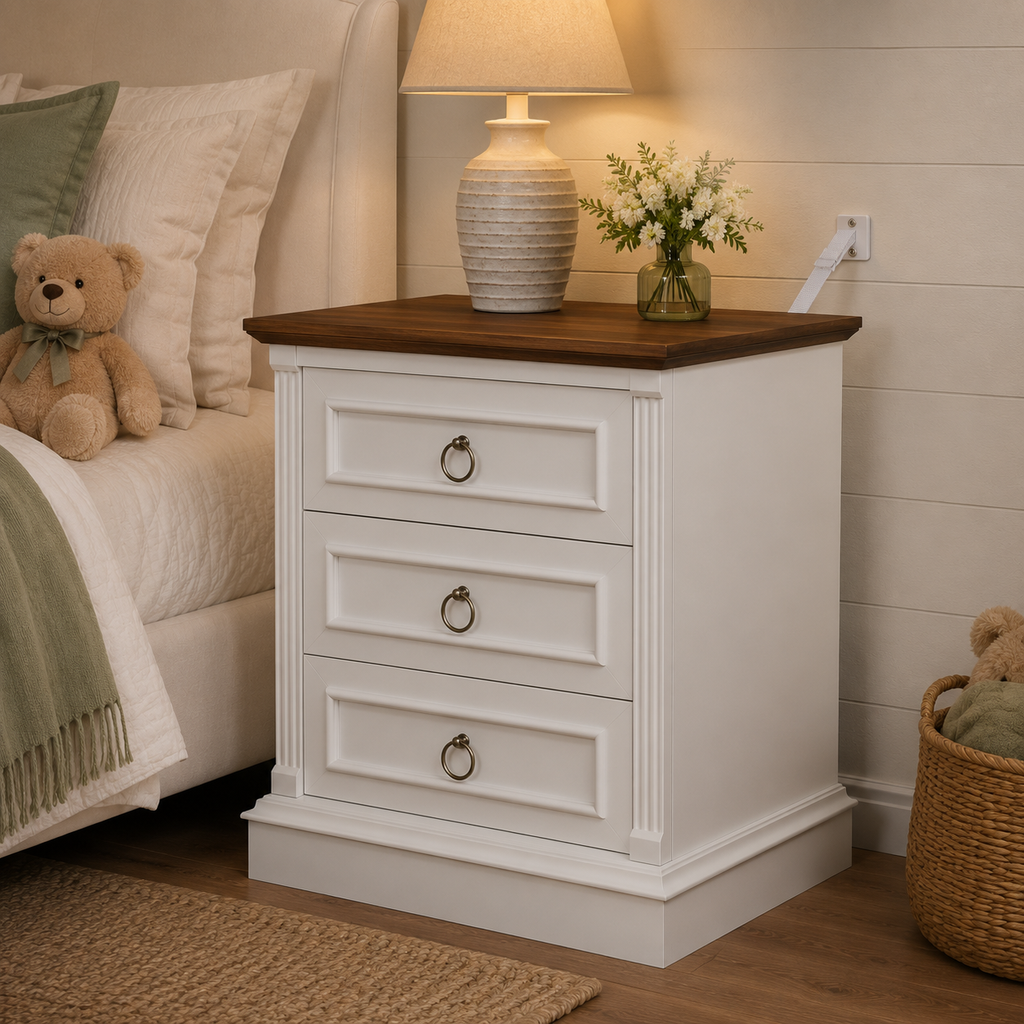 Farmhouse Nightstand Set with Charging Station