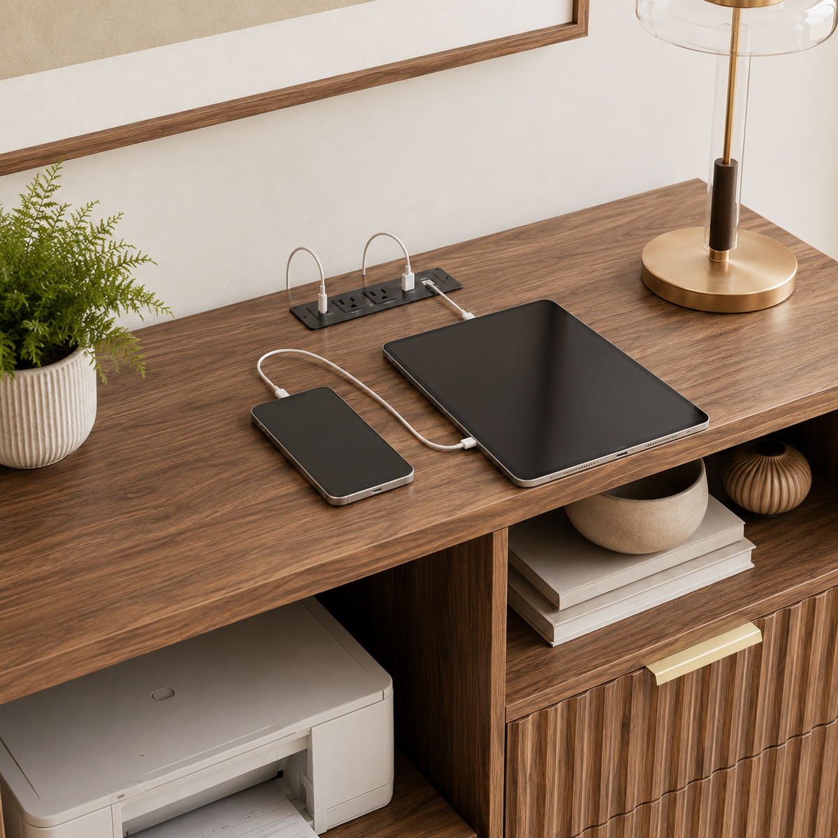Fluted Walnut File Cabinet