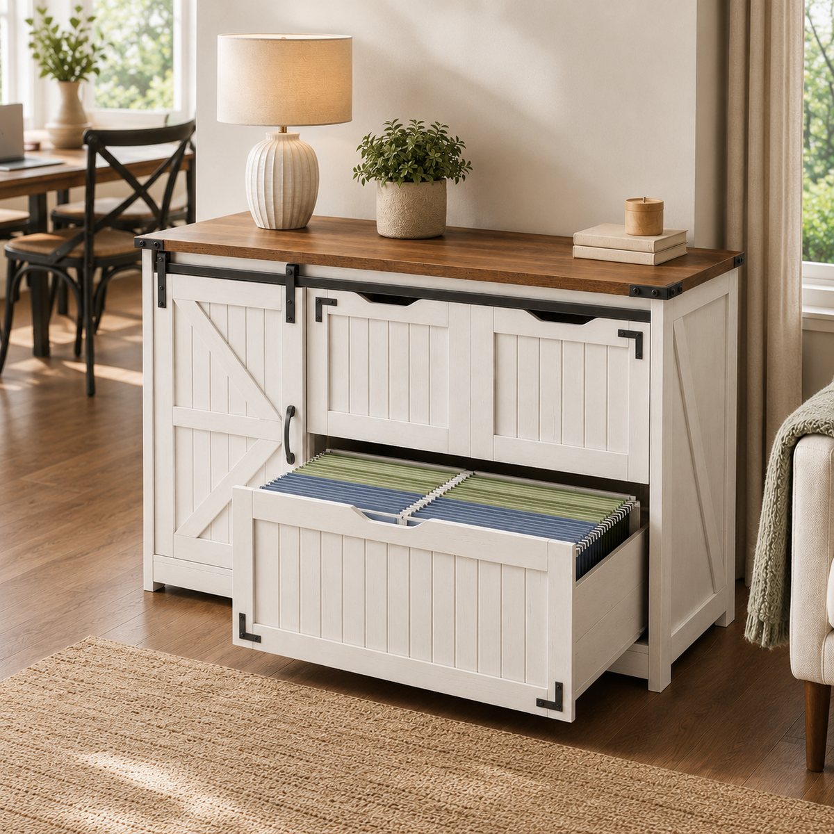 Farmhouse Lateral File Cabinet with Barn Door