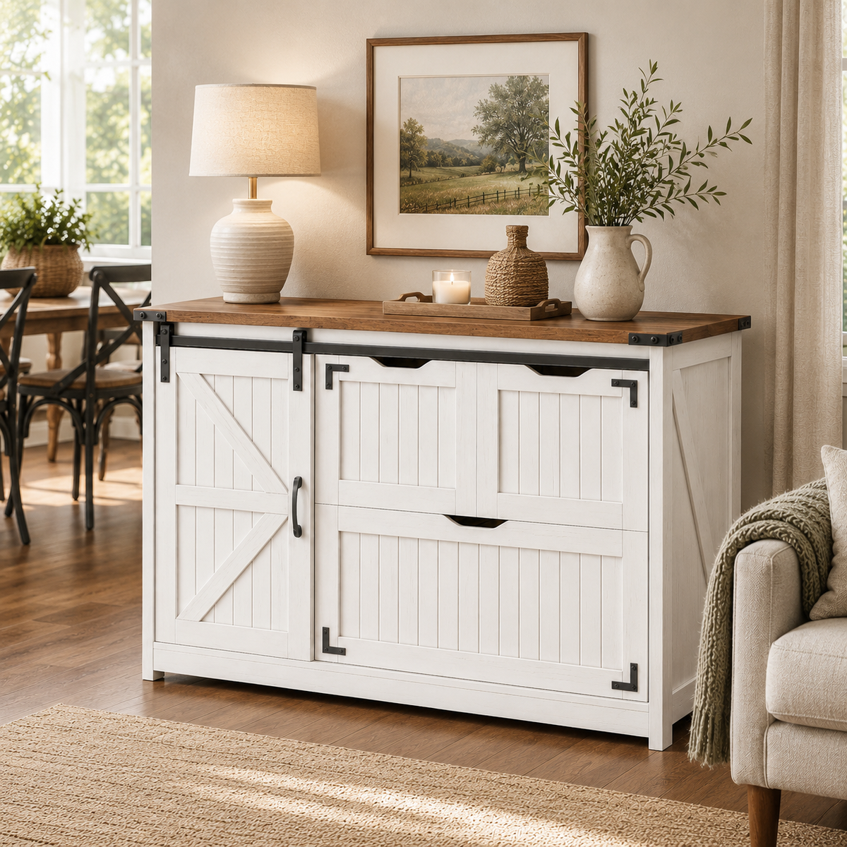 Farmhouse Lateral File Cabinet with Barn Door