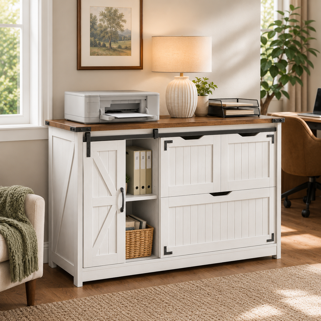 Farmhouse Lateral File Cabinet with Barn Door