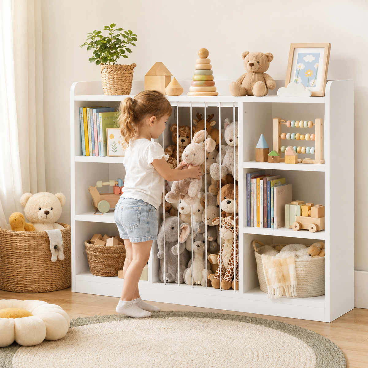 6-Cube Toy Shelf with Stuffed Animal Zoo
