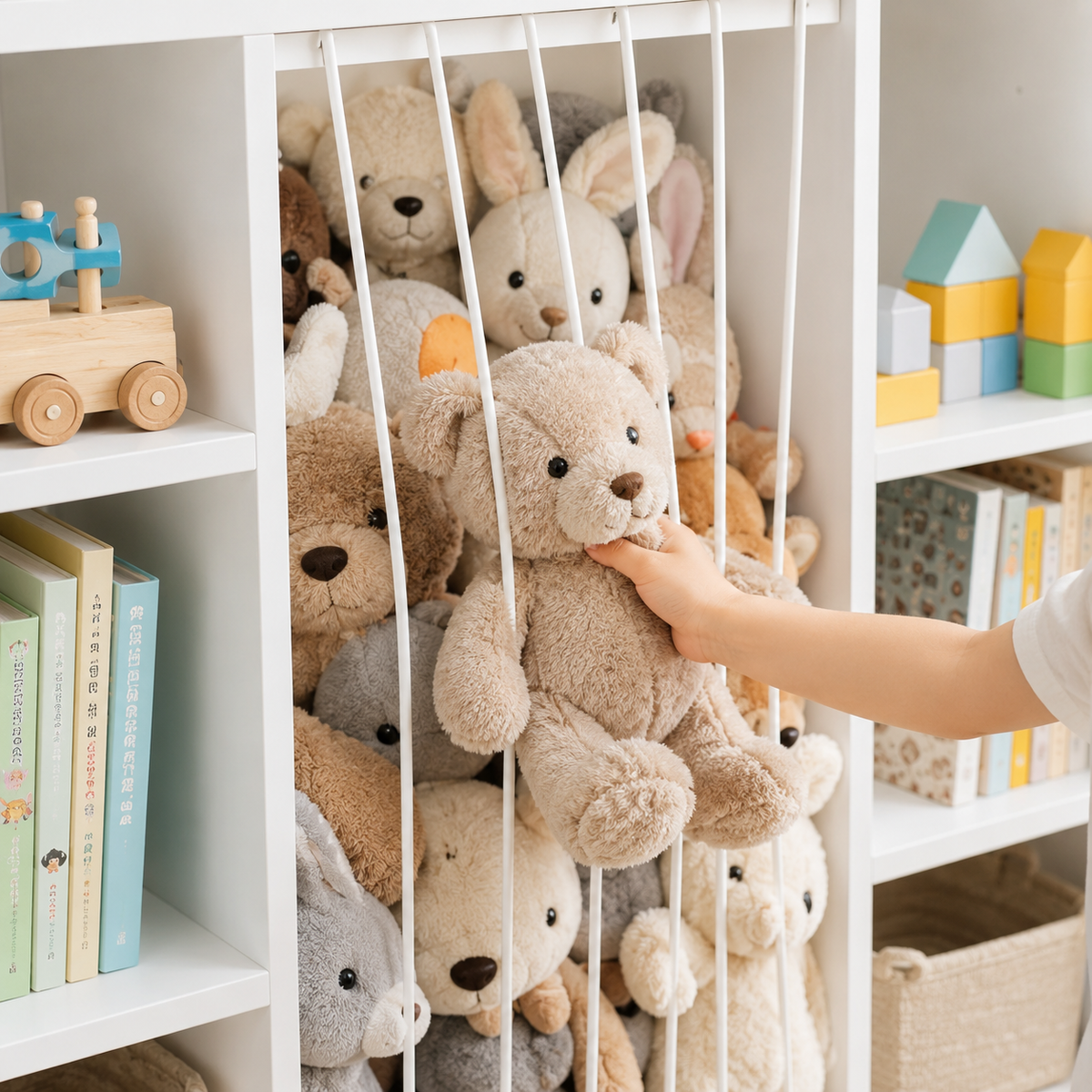 6-Cube Toy Shelf with Stuffed Animal Zoo