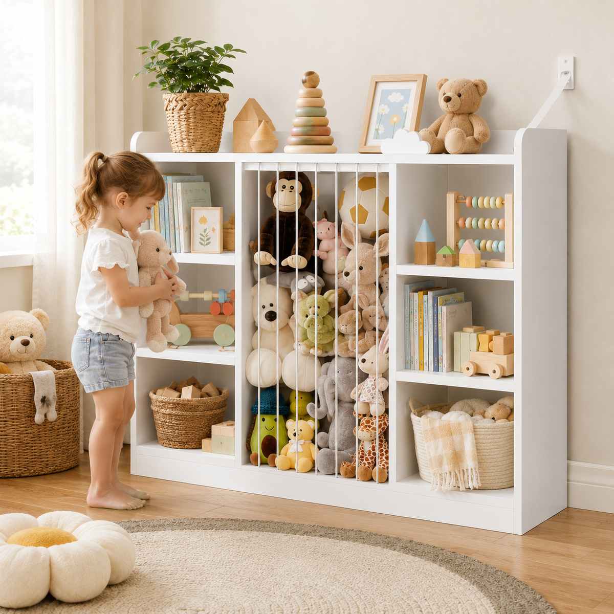 6-Cube Toy Shelf with Stuffed Animal Zoo