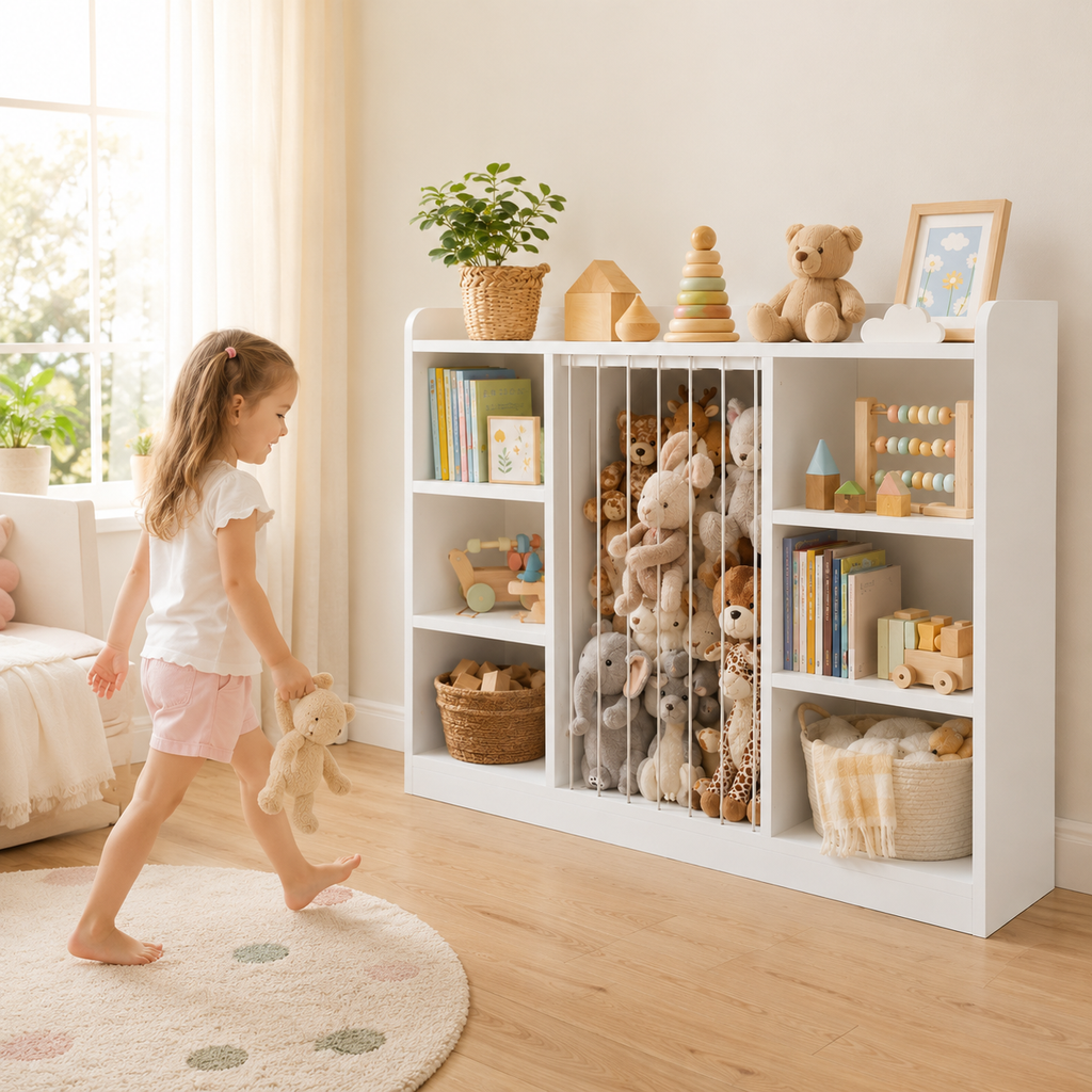 6-Cube Toy Shelf with Stuffed Animal Zoo