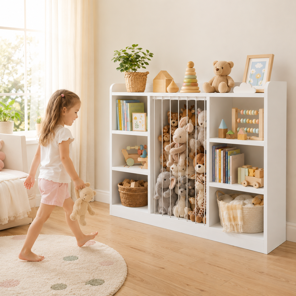 6-Cube Toy Shelf with Stuffed Animal Zoo