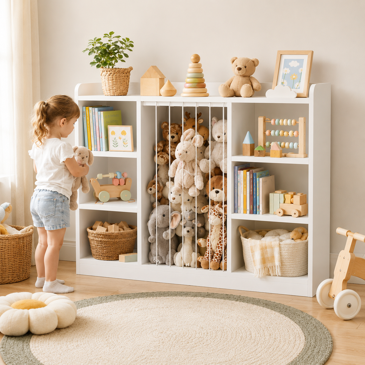 6-Cube Toy Shelf with Stuffed Animal Zoo