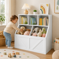 3-Cubby Kids Bookshelf with 2 Toy Bins