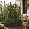 3-Box Raised Planter with Trellis Privacy Screen