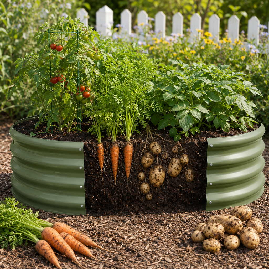 Oval Galvanized Metal Raised Garden Bed