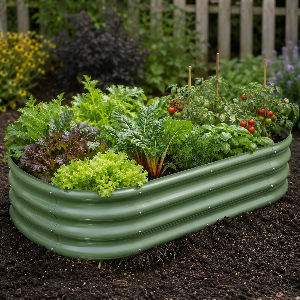 Oval Galvanized Metal Raised Garden Bed