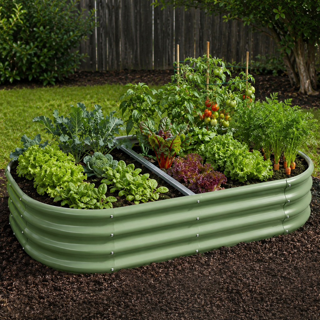 Oval Galvanized Metal Raised Garden Bed