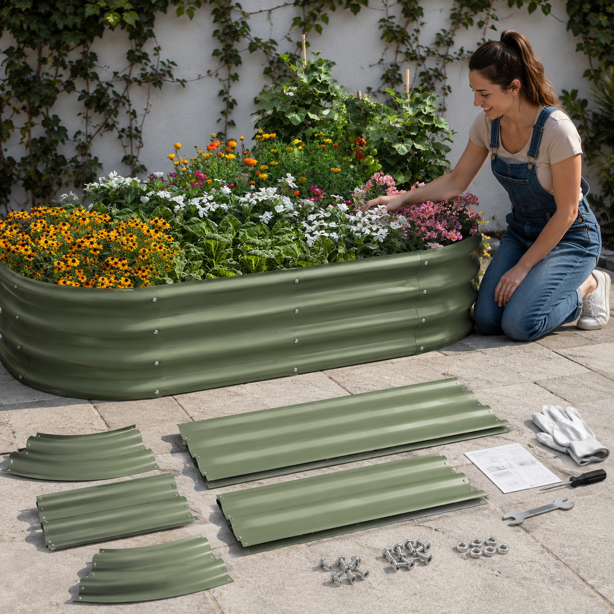 Oval Galvanized Metal Raised Garden Bed