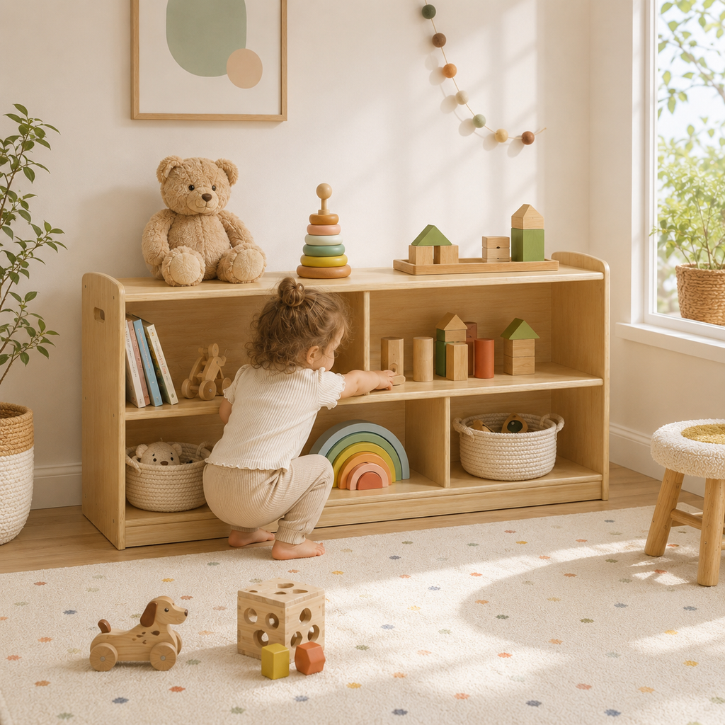 2-Tier Montessori Wood Toy Shelf