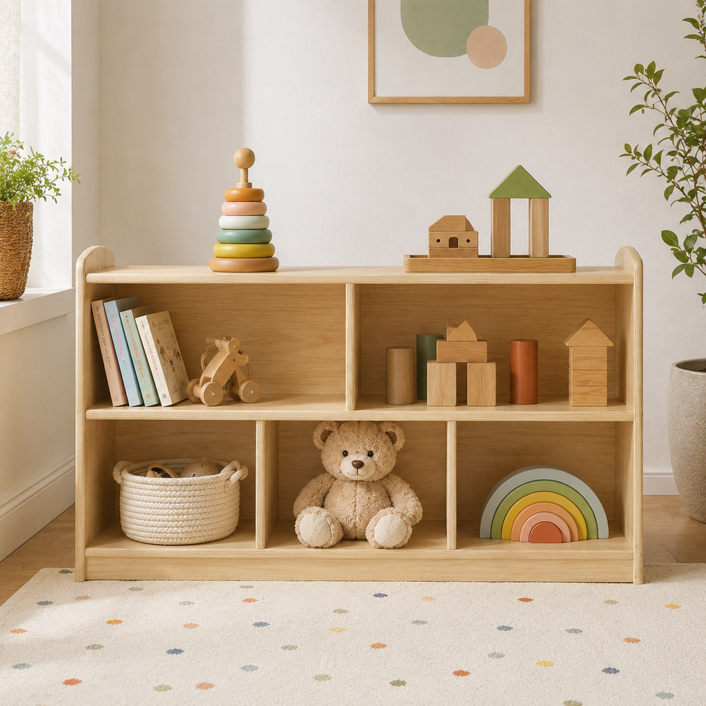 2-Tier Montessori Wood Toy Shelf