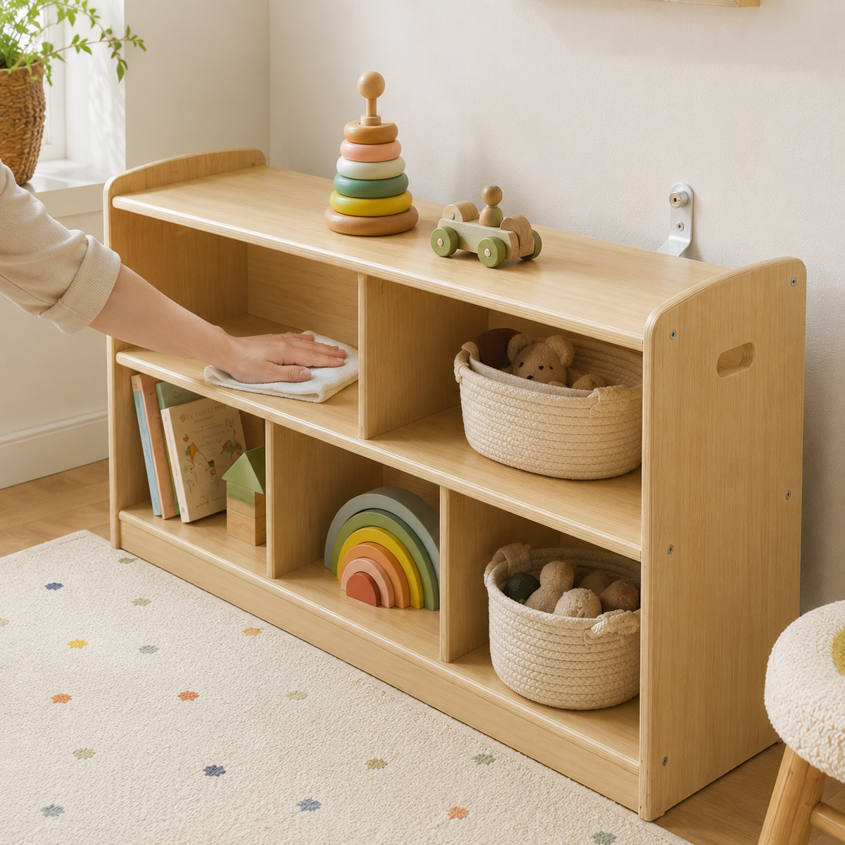 2-Tier Montessori Wood Toy Shelf
