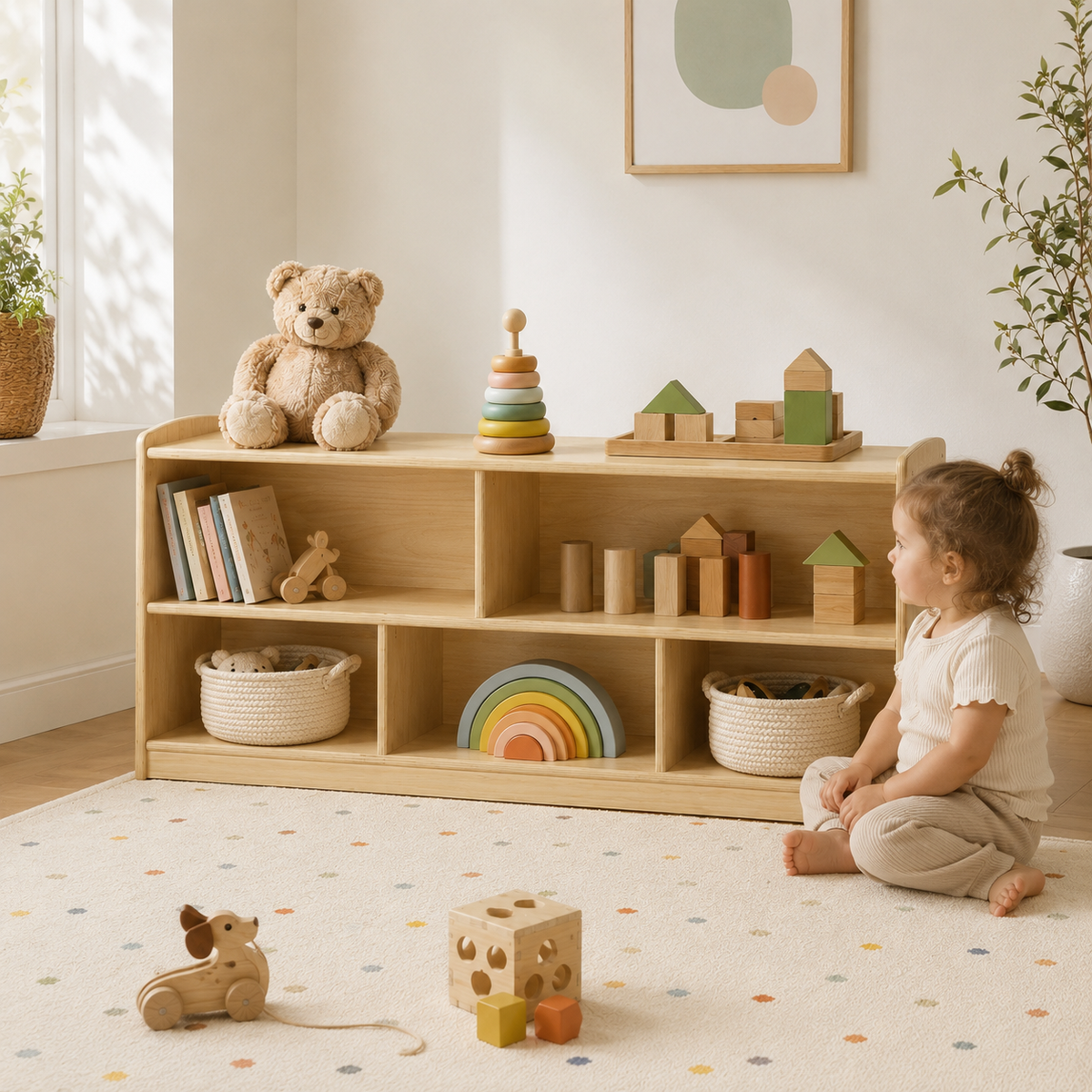 2-Tier Montessori Wood Toy Shelf