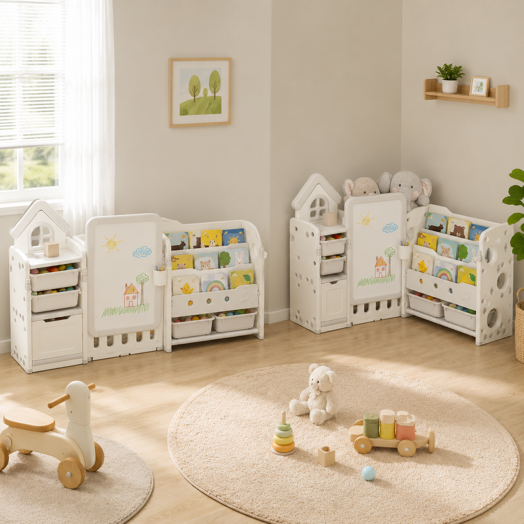 3-in-1 Kids Toy Organizer with Easel & 10 Bins