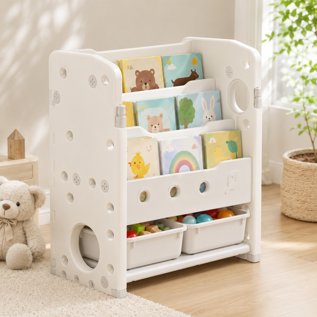 3-in-1 Kids Toy Organizer with Easel & 10 Bins