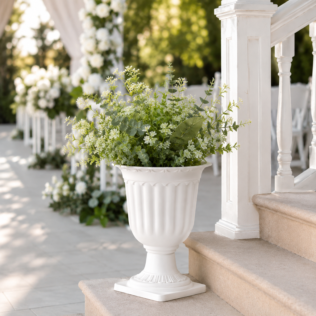 White Roman Urn Planter Set of 2