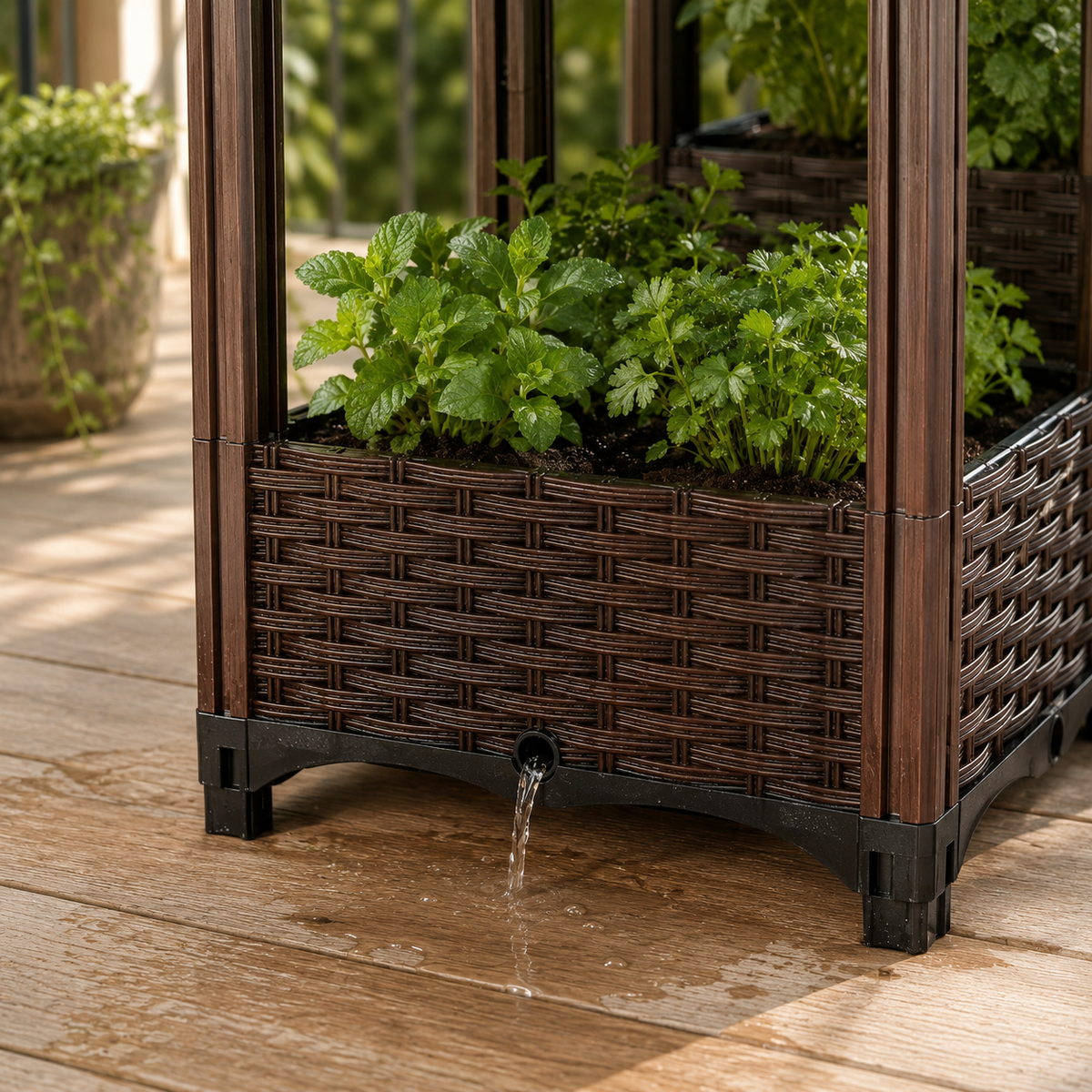 6-Box Rattan-Weave Raised Garden Bed