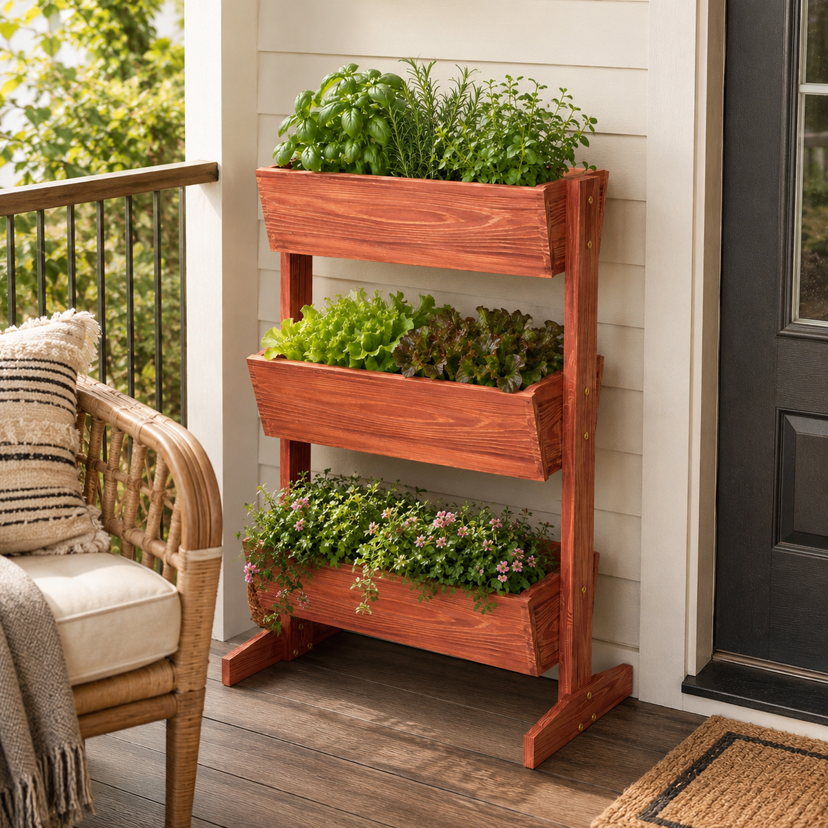 3-Tier Vertical Fir Wood Planter Stand